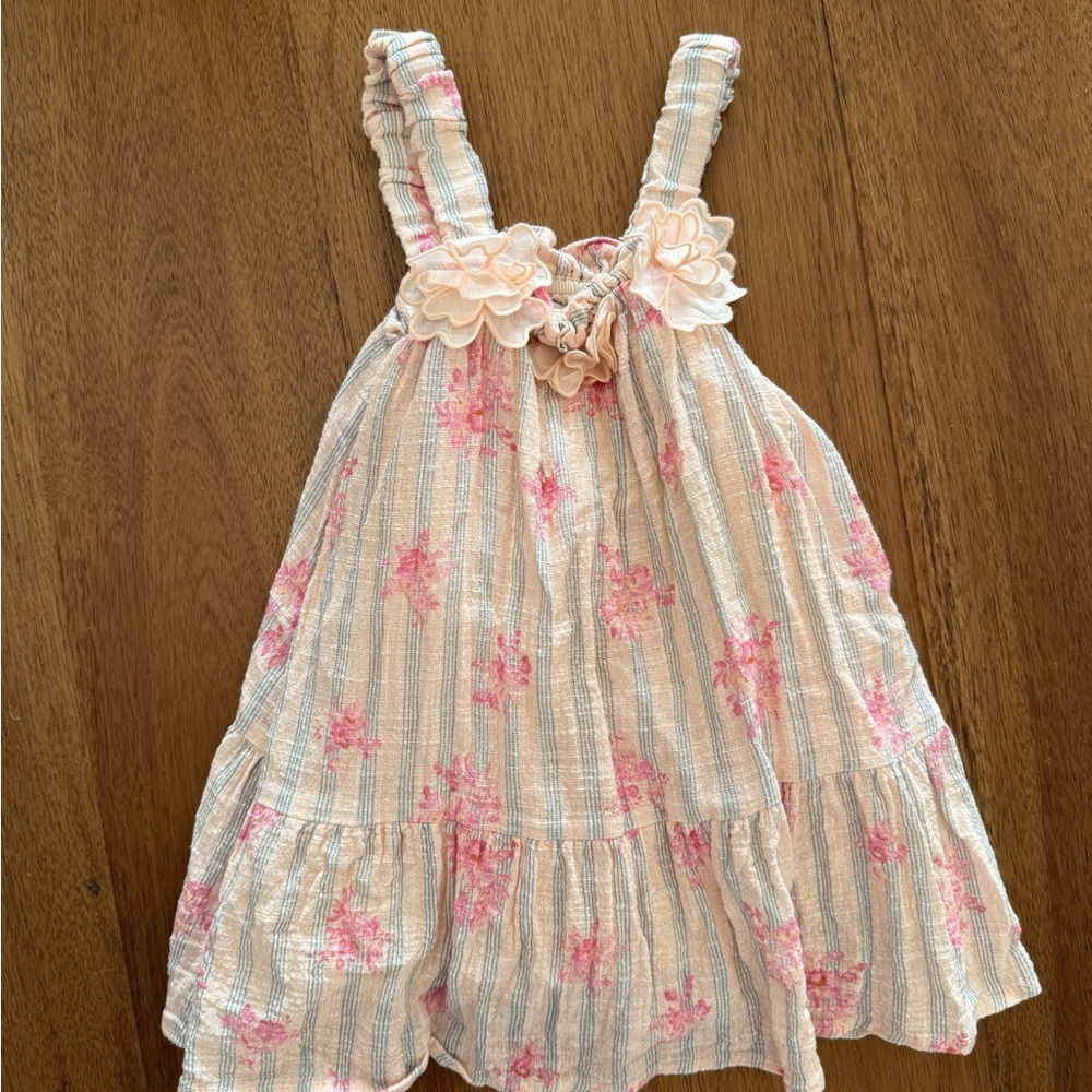 Zara Girls Toddler Pink Floral Summer Dress with Ruffle Straps